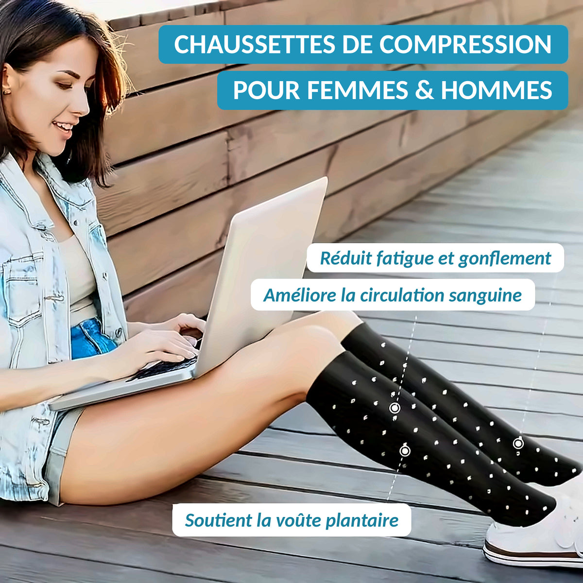 Chaussettes de Compression pour Femme, Accessoire de dehors pour Infirmière, pour Course à Pied, 6 Paires