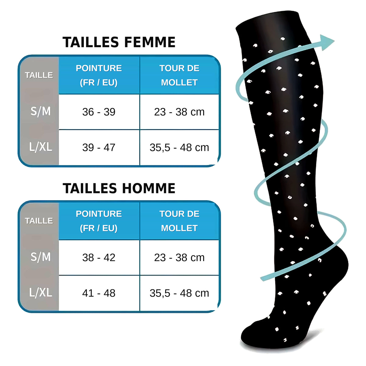 Chaussettes de Compression pour Femme, Accessoire de dehors pour Infirmière, pour Course à Pied, 6 Paires