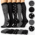Chaussettes de Compression pour Femme, Accessoire de dehors pour Infirmière, pour Course à Pied, 6 Paires